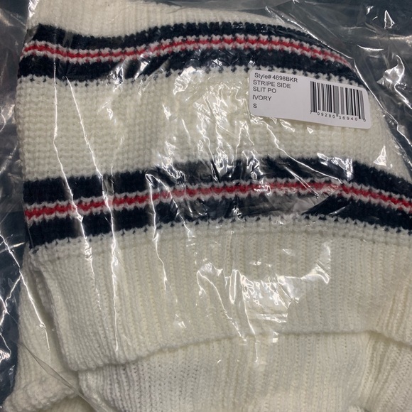 Nordstrom Stripe Side Slit PO Ivory Sweater - Picture 3 of 3